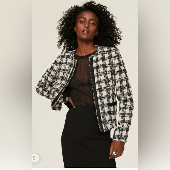 Iro Pelipa Blazer Houndstooth Tweed Open Black White Jacket Women’s Size 2 (32) - Picture 13 of 13